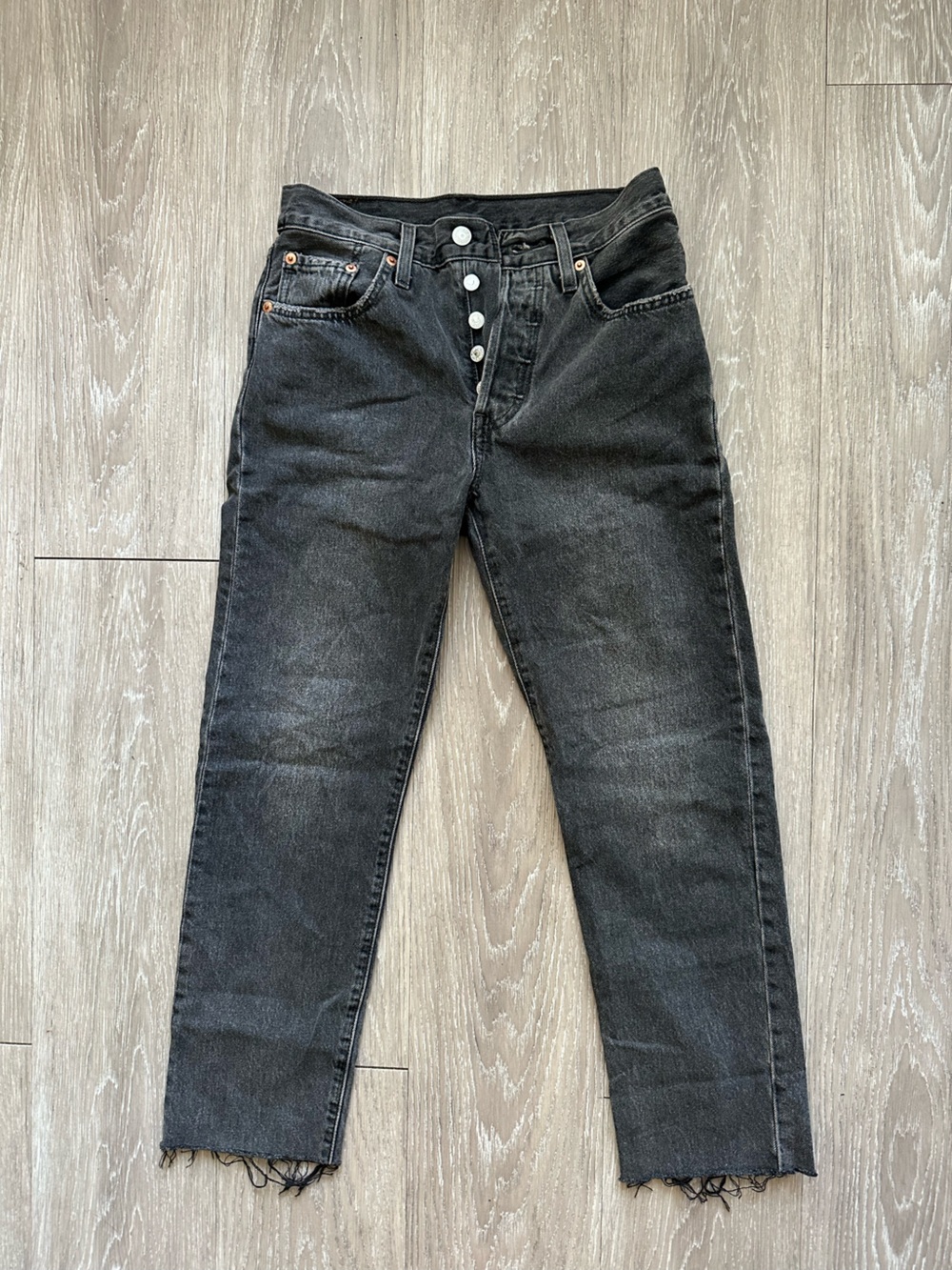 Levi’s 501 Black Raw Hem Jeans